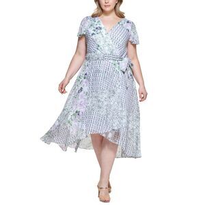 DKNY Womens Plus Chiffon Hi-Low Cocktail and‎ Party Dress Size 20W